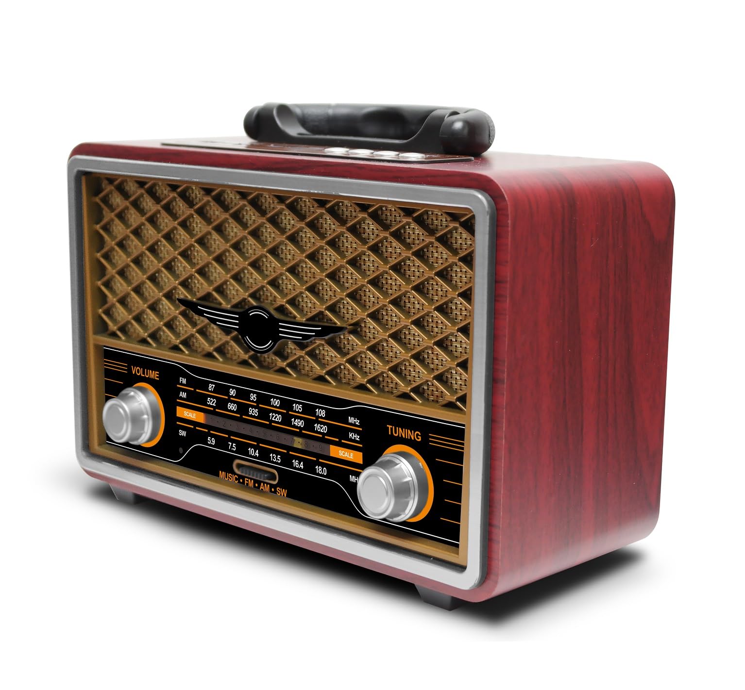 Yageking M-156BT Portable Retro Radio FM AM SW, with Bluetooth, Rechargeable Battery, Support TF Card, USB Playing, Stereo Speaker, DSP Radio