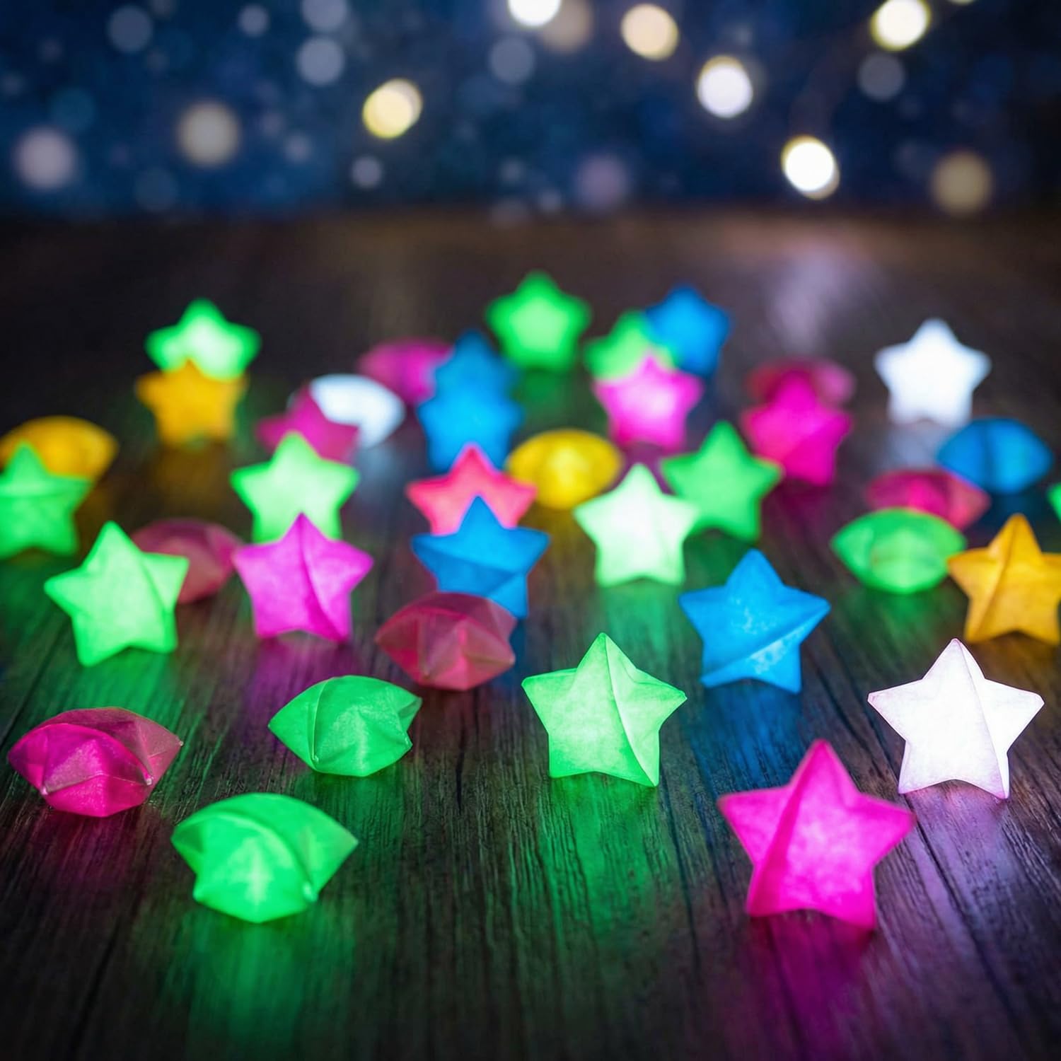 Papel de origami brillante en la oscuridad 510 hojas estrellas decoración