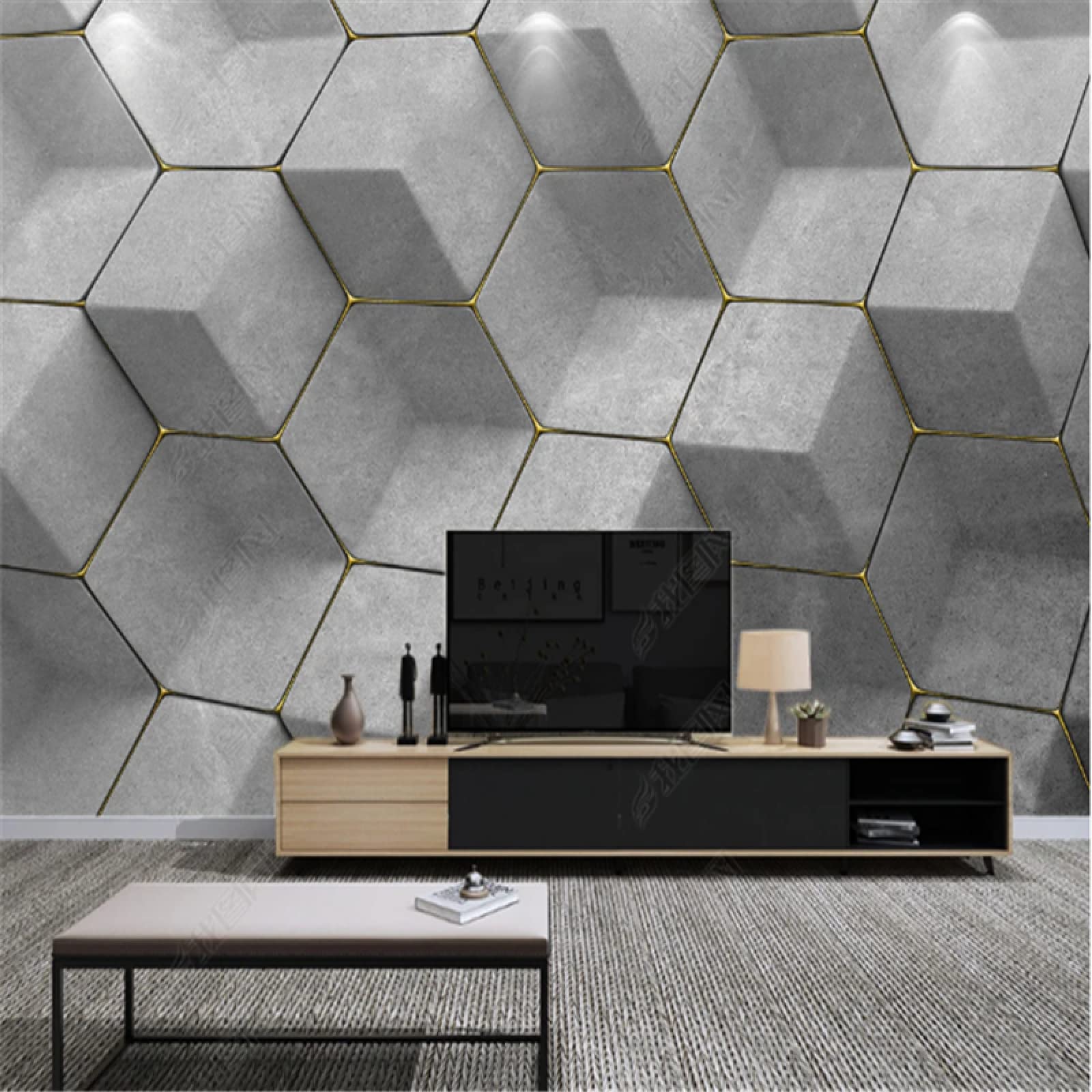 Papel pintado para pared nórdico, tridimensional, geométrico, para salón, sofá, televisión, fondo, 400 x 280 cm, color gris