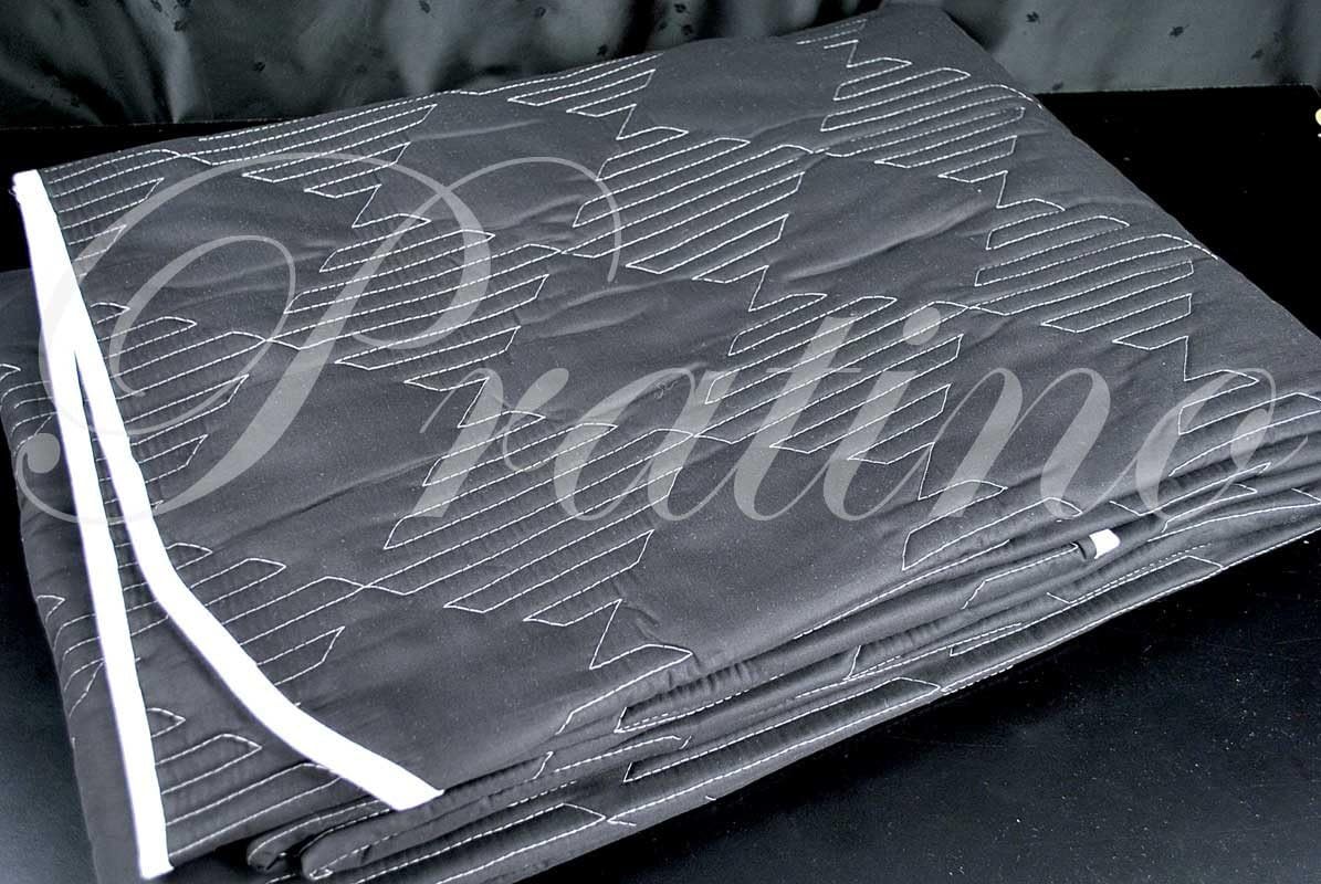 Manifattura ToscanaSingle Quilted bedcover Black Damask White 180x270 Cotton-Weaving Tuscany