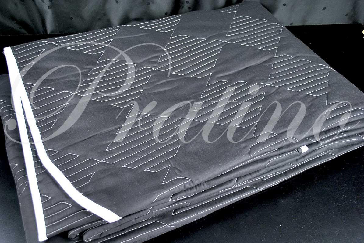 Manifattura ToscanaSingle Quilted bedcover Black Damask White 180x270 Cotton-Weaving Tuscany