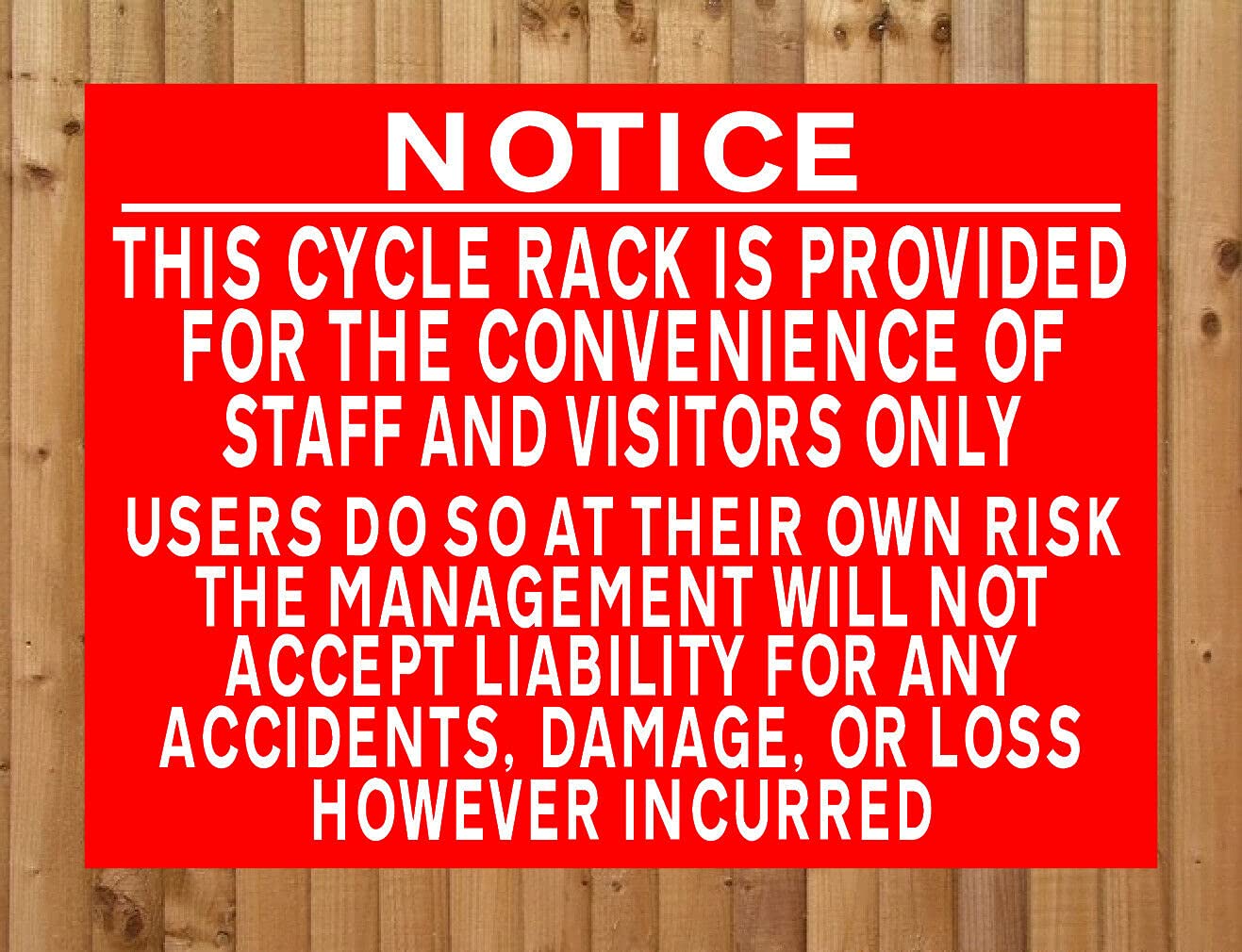 Cycle Rack Users Do at Own Risk Metal Notice Bicycle Parking Car Bike Park Sign