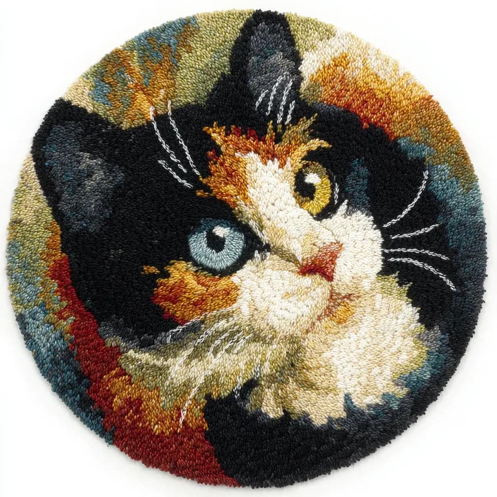 Kitquiver Latch Hook Rug Making Kit Cat 50X50Cm