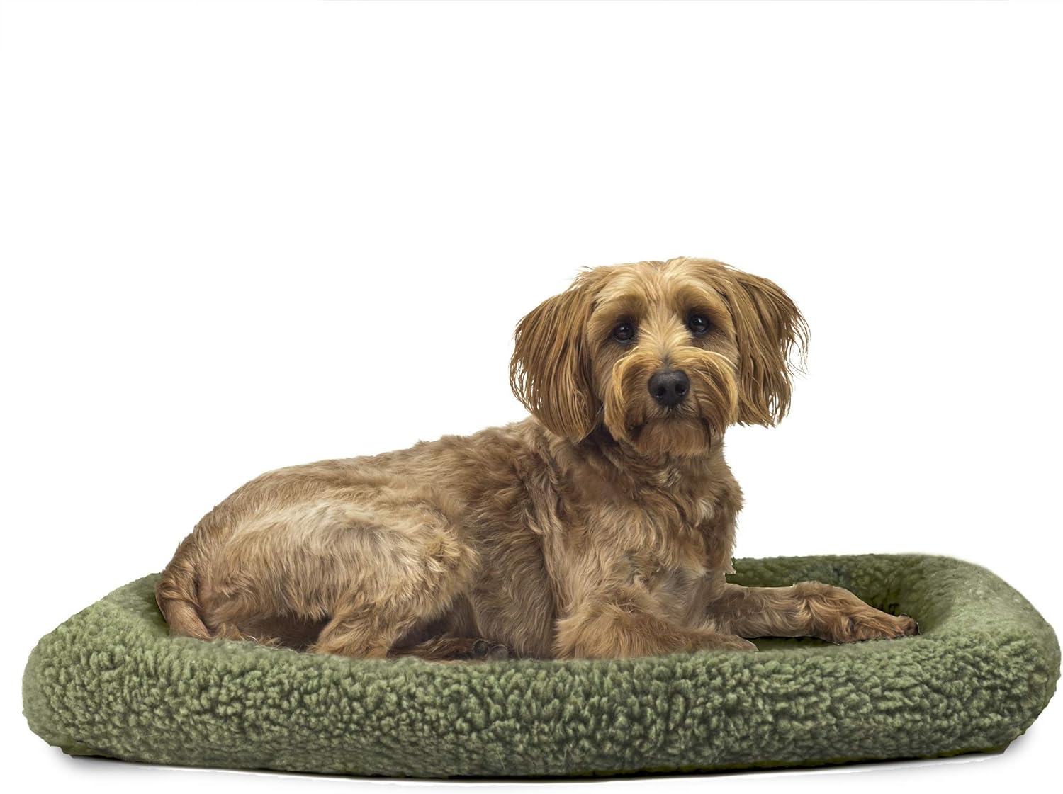 Furhaven Sherpa Fleece Bolster Dog Bed Sage, Medium