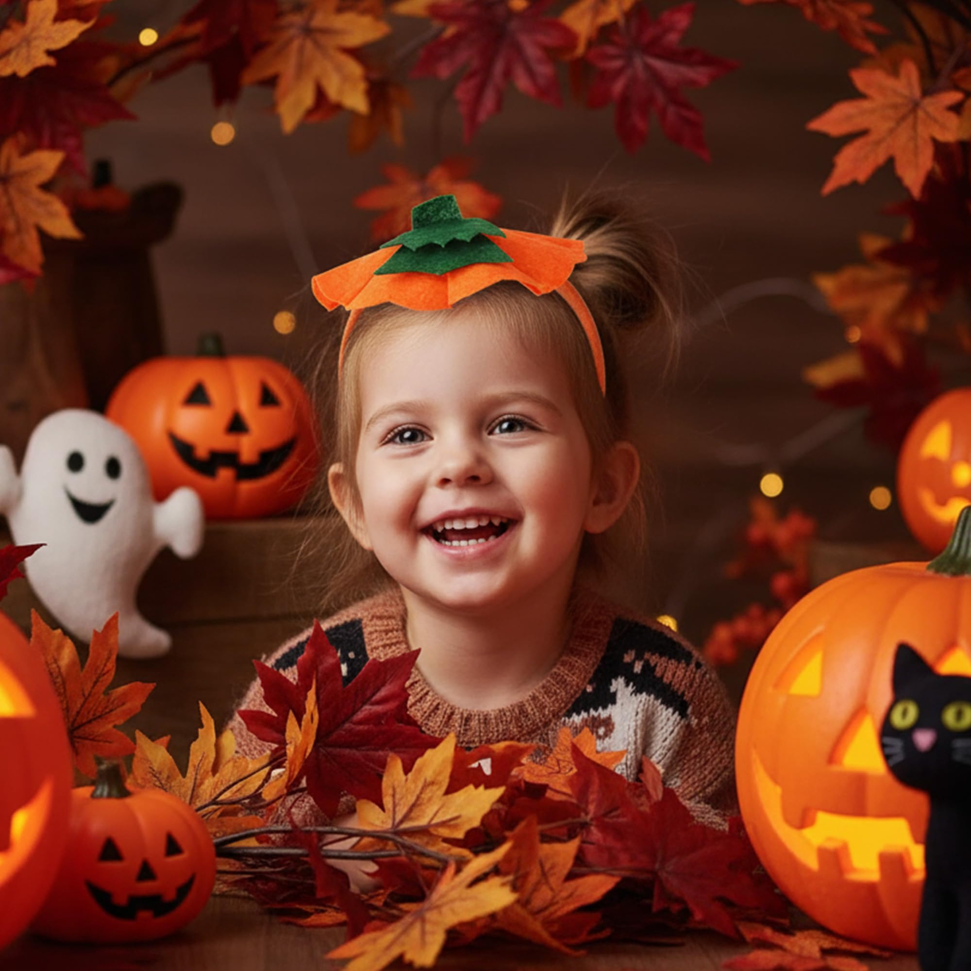 Diadema de Halloween, sombrero de calabaza, diademas para disfraz de Halloween, accesorios de fiesta de disfraces 6