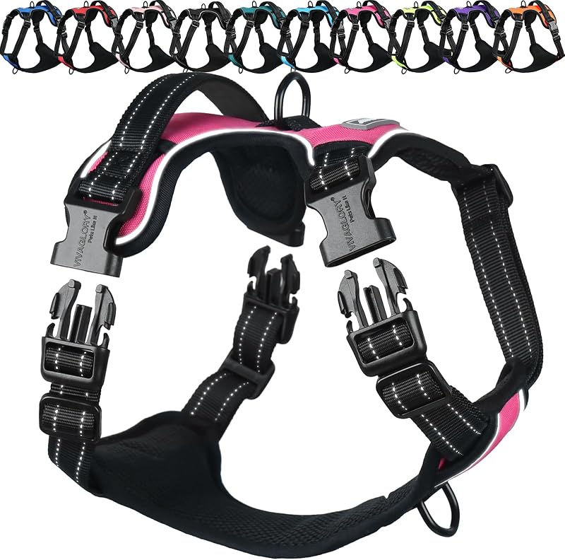 Peitoral Tipo Cabresto Antipuxão para Cães VIVAGLORY, XS, Rosa