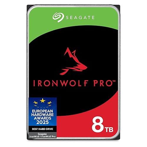 Seagate IronWolf Pro 8TB, Enterprise Internal NAS HDD, CMR 3.5 Inch, SATA 6GB/s, 7.200 RPM, 256MB Cache for RAID NAS, Data Rescue Services, Frustration Free Packaging (ST8000NTZ01) - IronWolf Pro - 8TB