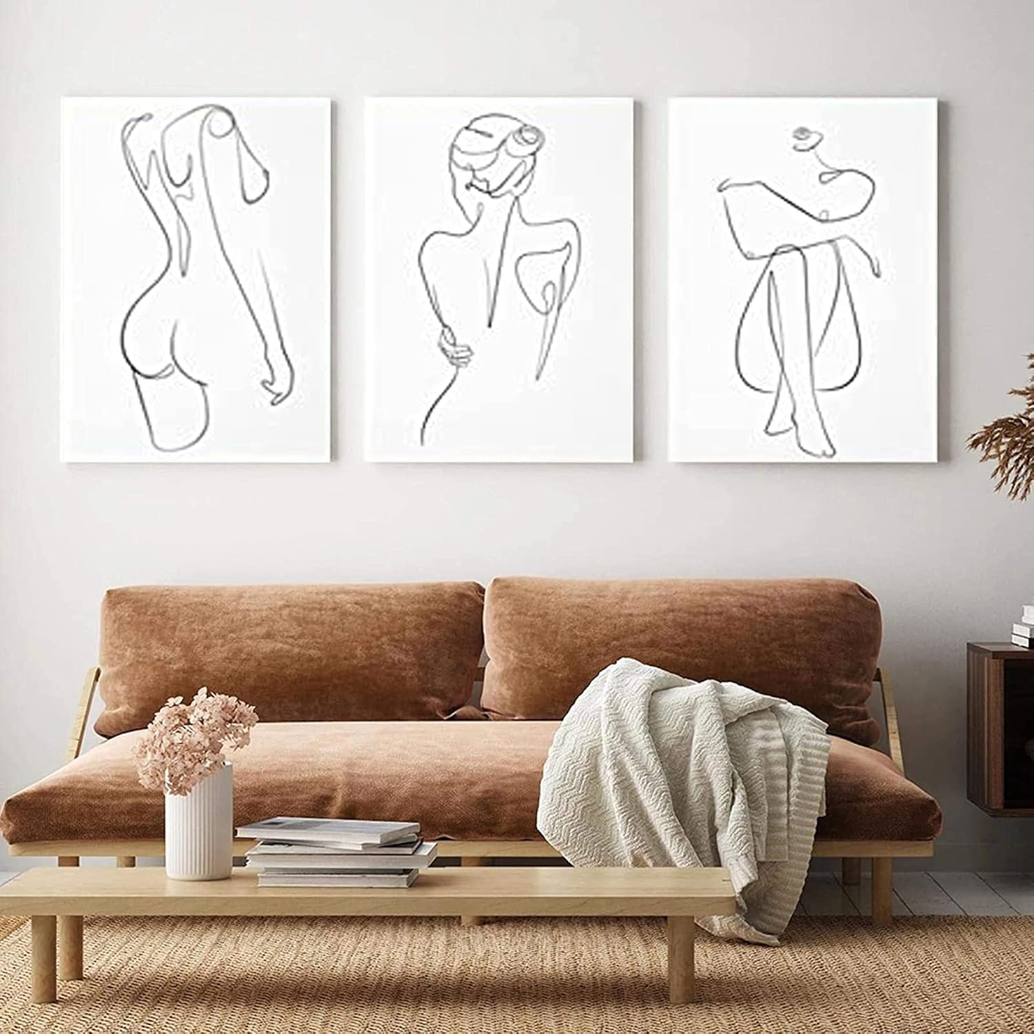 Abstract Line Wall Art Canvas Woman One Line Art Prints Minimalistic Female Body Line Poster Minimal Drawing Canvas Print Black and White Line Art Decor For Home Decor 16*24 Inch Unframed (16*24 inch