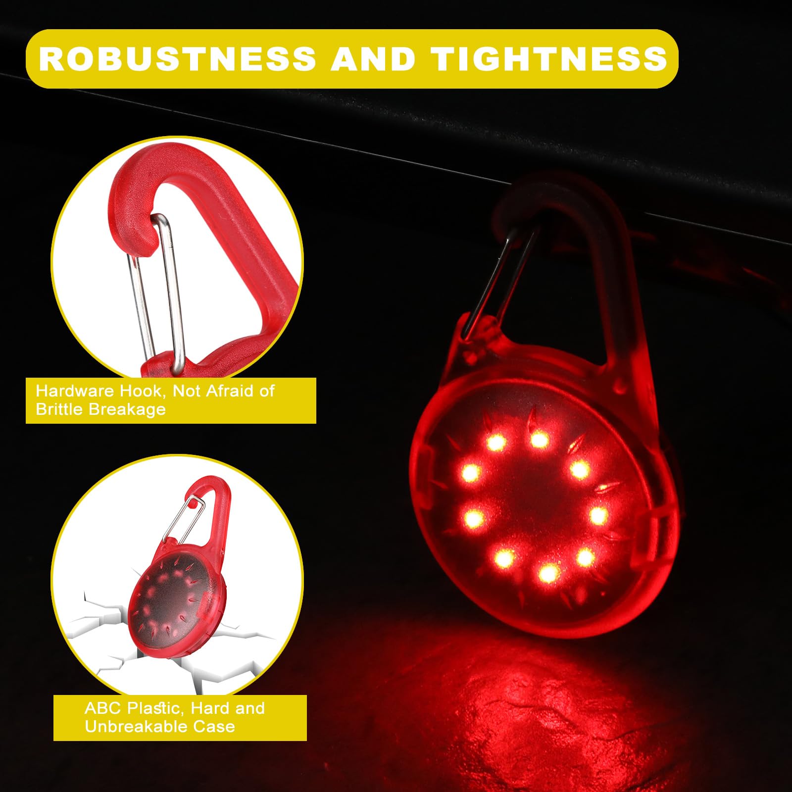 QianFan Dog Collar Light - Clip on Light Up Dog Collars, LED Safety Light for Dog Walking Hiking Running Jogging (Red) - Image 4