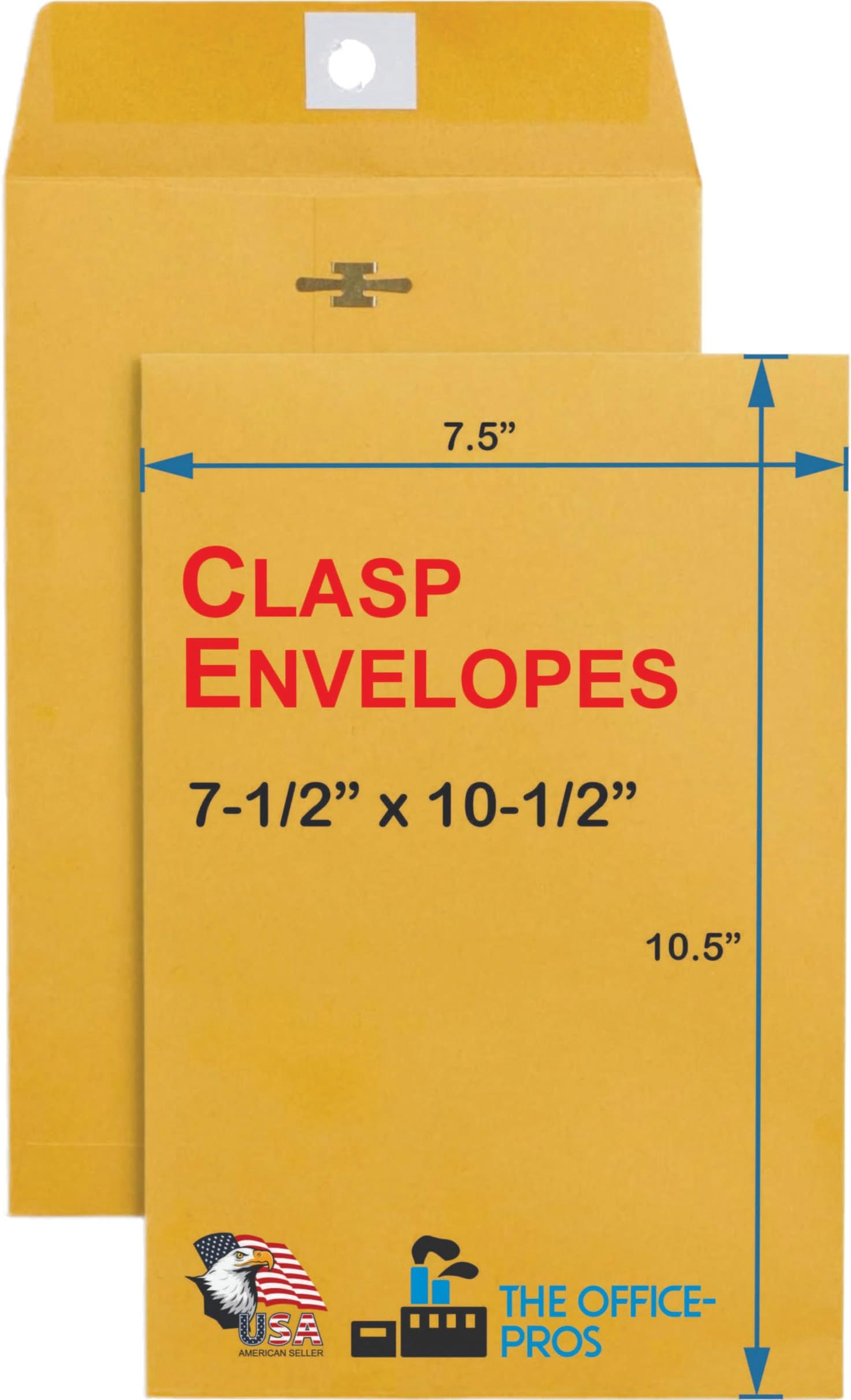 Clasp Envelopes, 7.5" x 10.5" Envelopes, Gummed Flap With