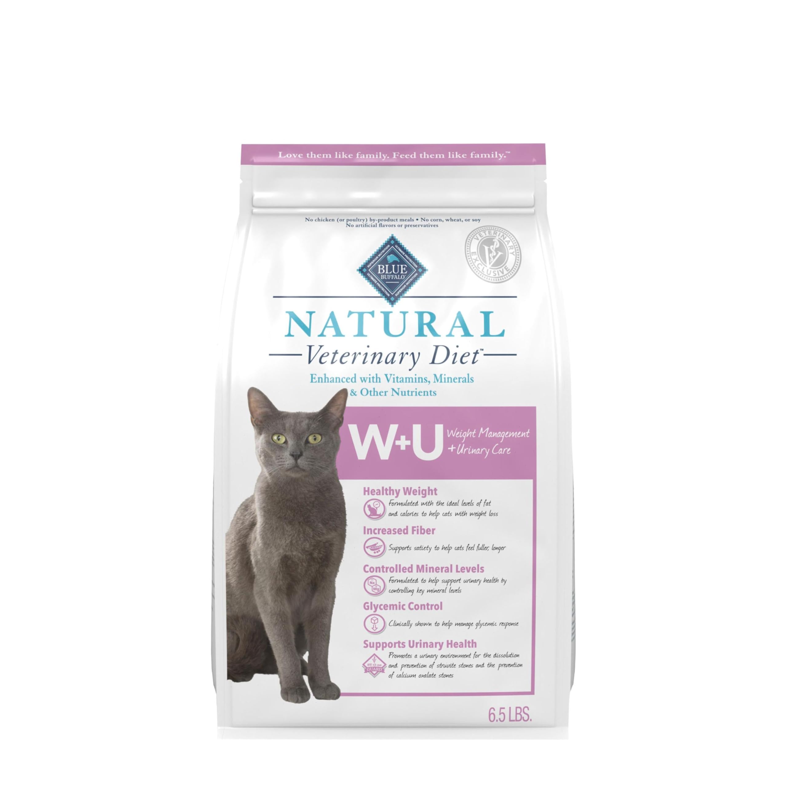 Natural Veterinary Diet W+U Weight Management + Urinary Care Dry Cat Food, Veterinarian Prescription Required, Chicken, 6.5-lb Bag