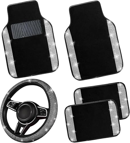 Miniatura 20 de NBTEPEM Juego completo de tapetes dorados brillantes para automóvil, ajuste universal para la mayoría de automóviles, SUV, camiones, 4 piezas