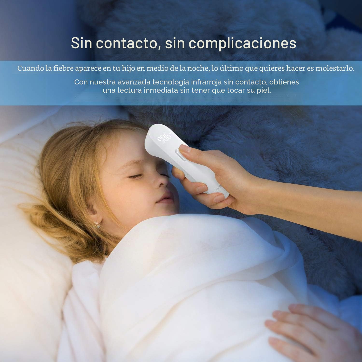 iHealth Termómetro infrarrojo sin contacto para la frente, termómetro infrarrojo adulto para adultos y niños, termómetro digital de fiebre infrarroja, termómetro para niños y bebés