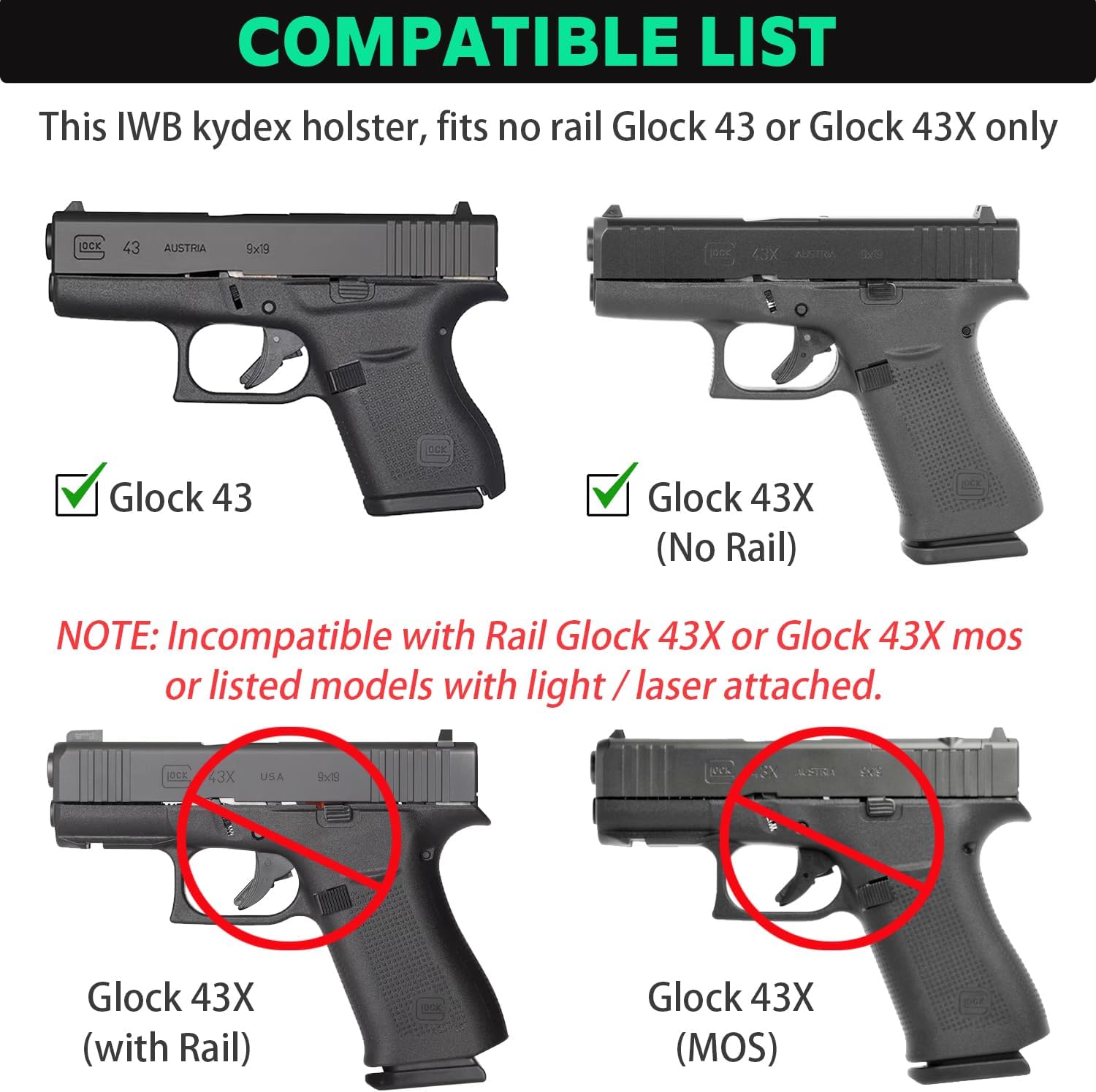 WARRIORLAND IWB Kydex Holster Optic Cut &Claw, Select Fit Glock 17/19/ 19X/ 43X/ 26/MOS, P365/P365X/ P365XL/ P320, Hellcat Pro/Echelon/Hellcat, Bodyguard 2.0, G2C/G3C, Shield Plus/EZ, M&P 9/.40 &More
