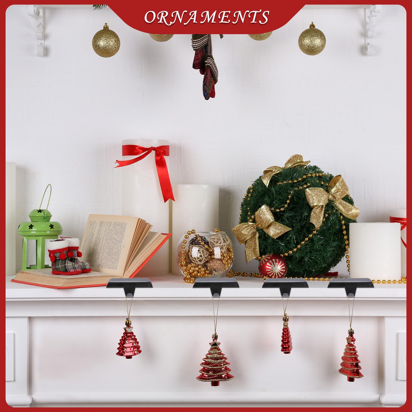 Sunshane Lot de 5 supports de chaussettes de Noël en métal pour décoration de fête de Noël (noir, 5)