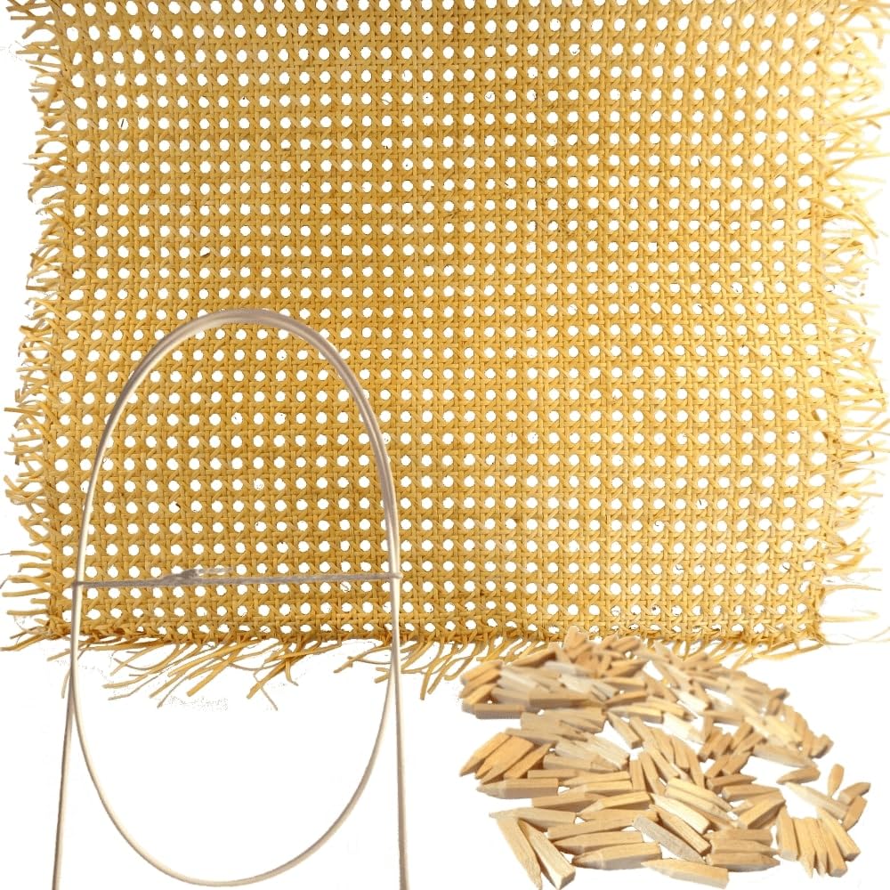 Thonet Stuhl Reparatur Komplett Set mit Wiener Gewebe, Splintpeddig & Holzstifte (für 2 Stühle)