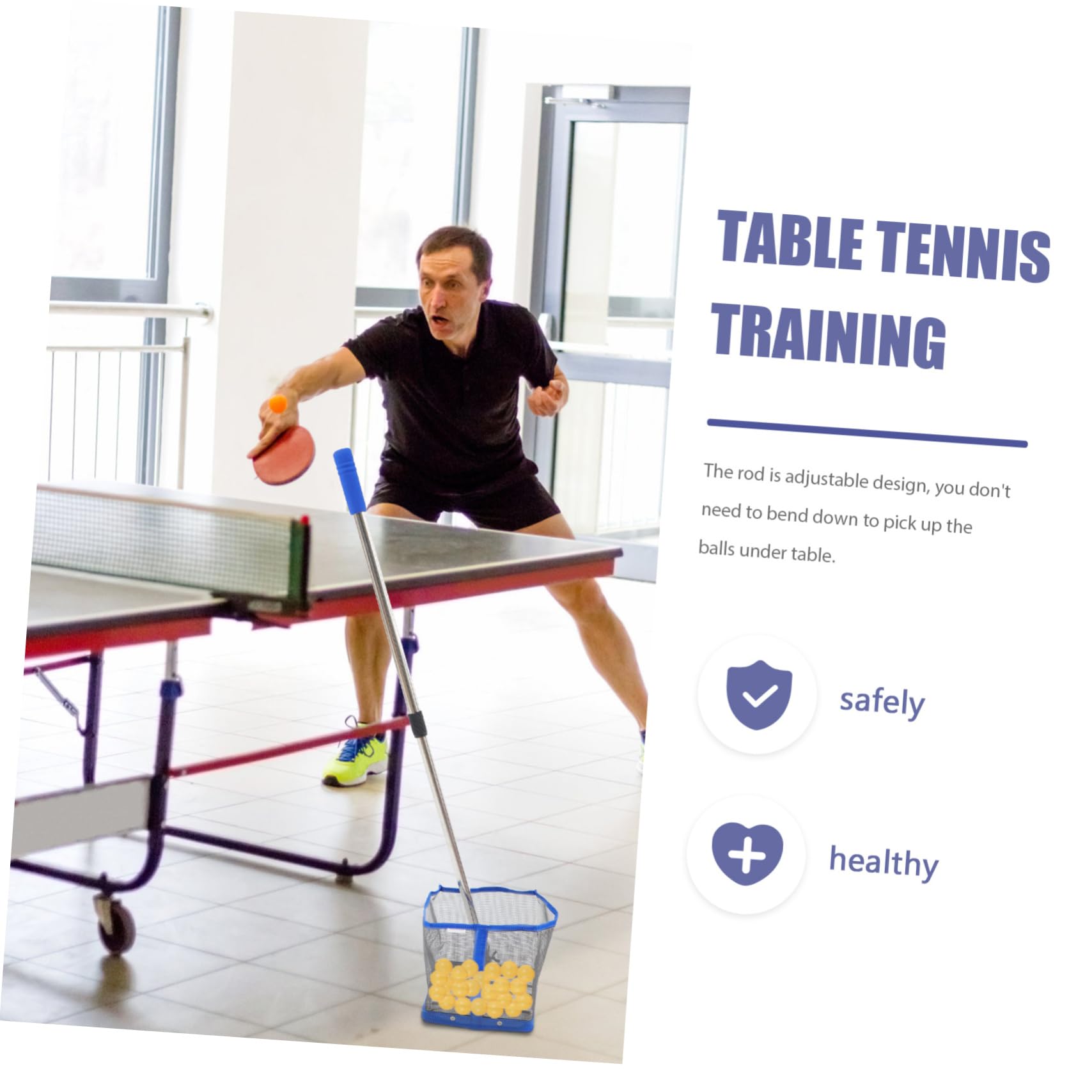 iplusmile Recogedor de Balones de Ping Pong Ajustable Azul 1 Pieza