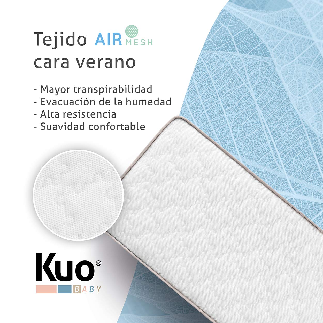 Kuo Baby - Colchón de Cuna Mowgli | Colchón de Muelles con Fibra de Coco | Natural, Higiénico y Transpirable | 117 x 57 cm [Exclusiva Amazon]
