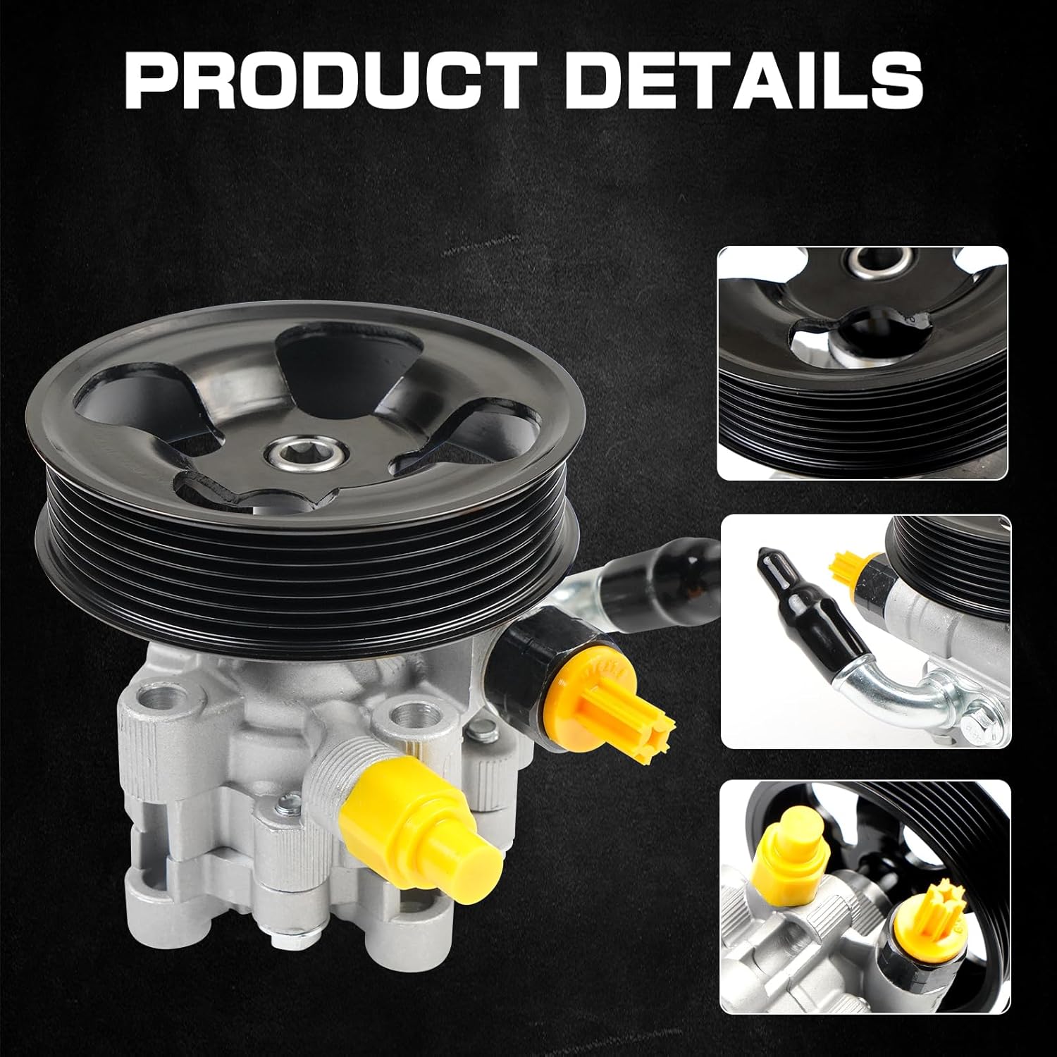 BHB Power Steering Pump with Pulley Compatible with Toyota Tacoma 2005-2015 Lexus RX350 2007-2009 Replaces 21-5447