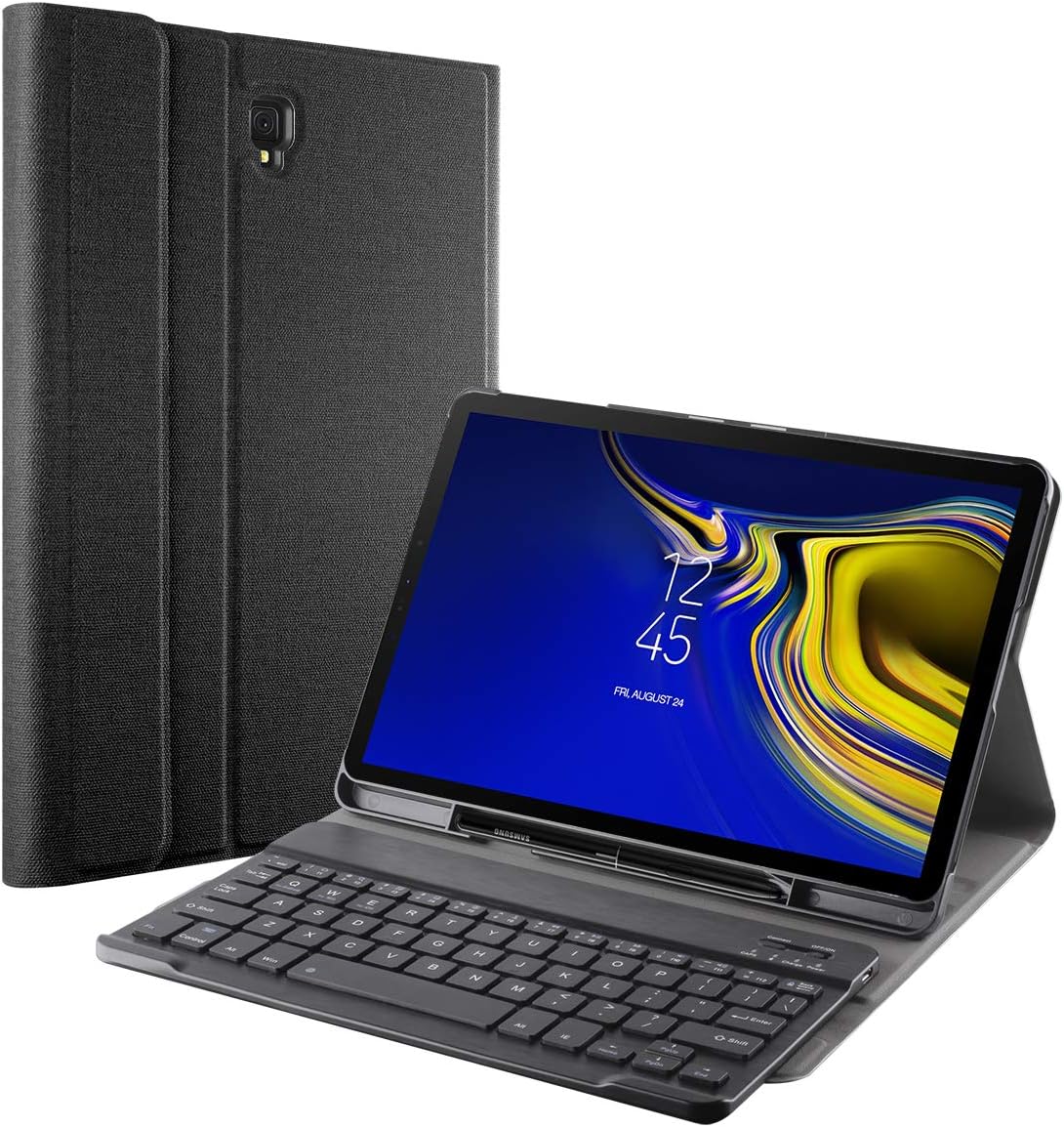 Galaxy Tab S4 10.5 Keyboard Case with S Pen Holder, Exact Design Slim Shell Stand Cover w/Magnetically Detachable Wireless Bluetooth Keyboard for Samsung Galaxy Tab S4 10.5, Black