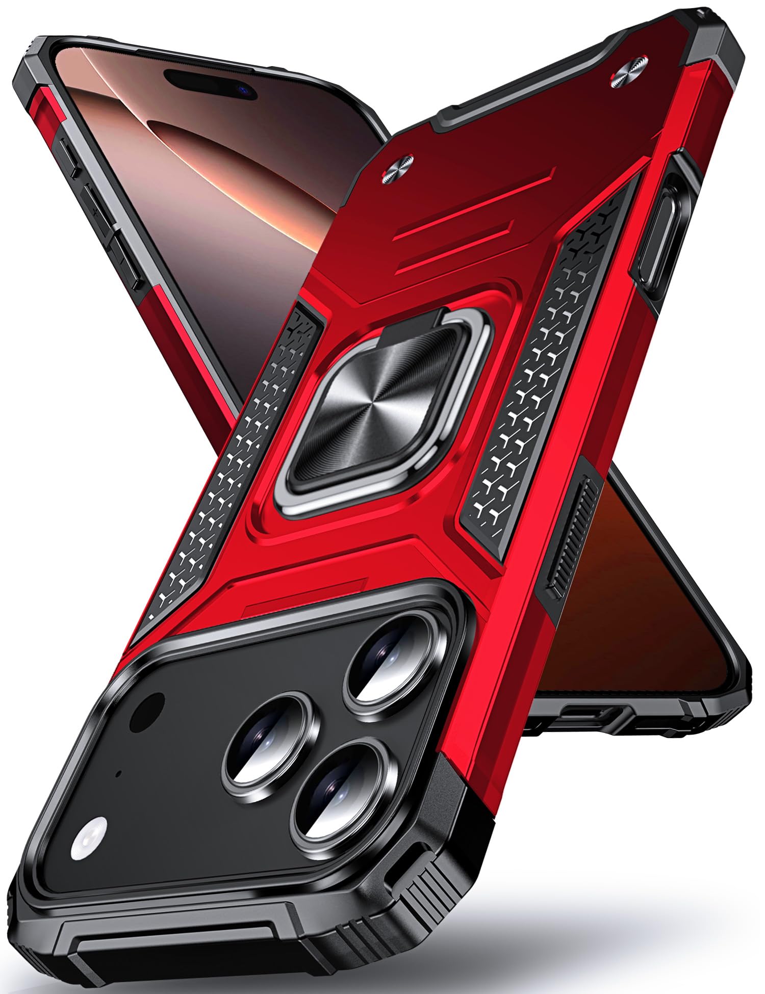 Coque antichoc iPhone 17 Pro Max de qualité militaire avec support rouge - 7