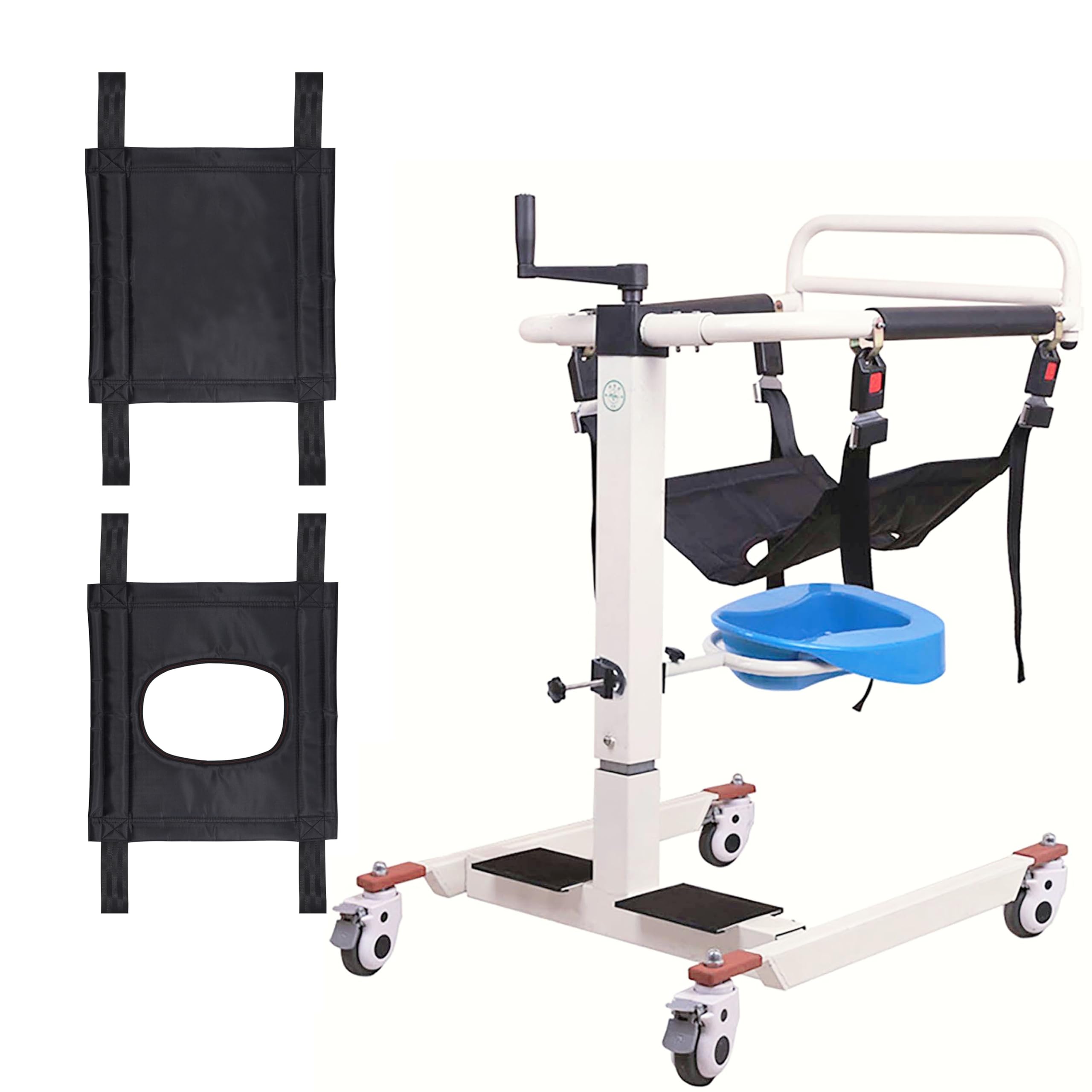 Patient Lift Transfer Chair - Portable Car Lift Aid for Elderly/Disabled, Bedside Commode Transport Chair (Basic Version + Bedpan)