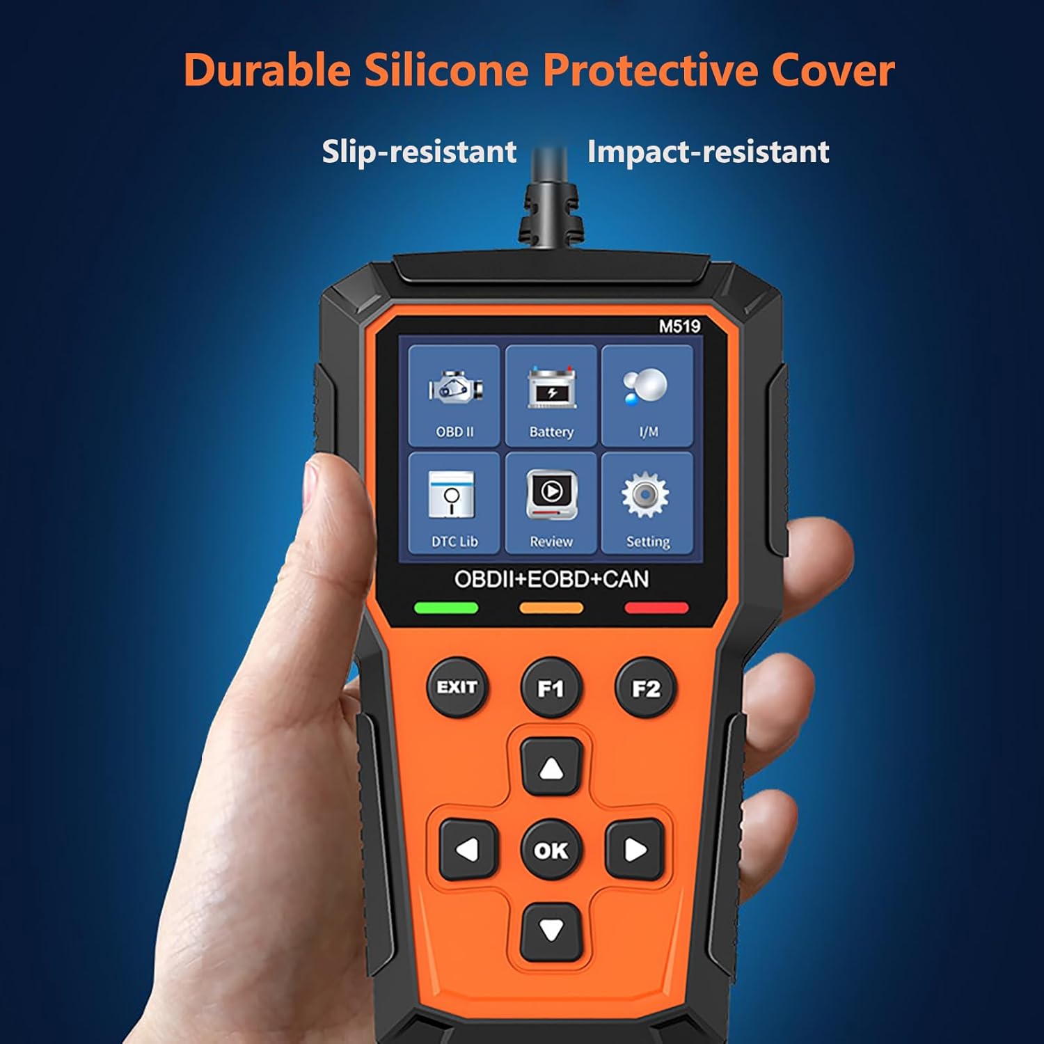 KUMORE M519 OBD2 Scanner with durable silicone protective cover