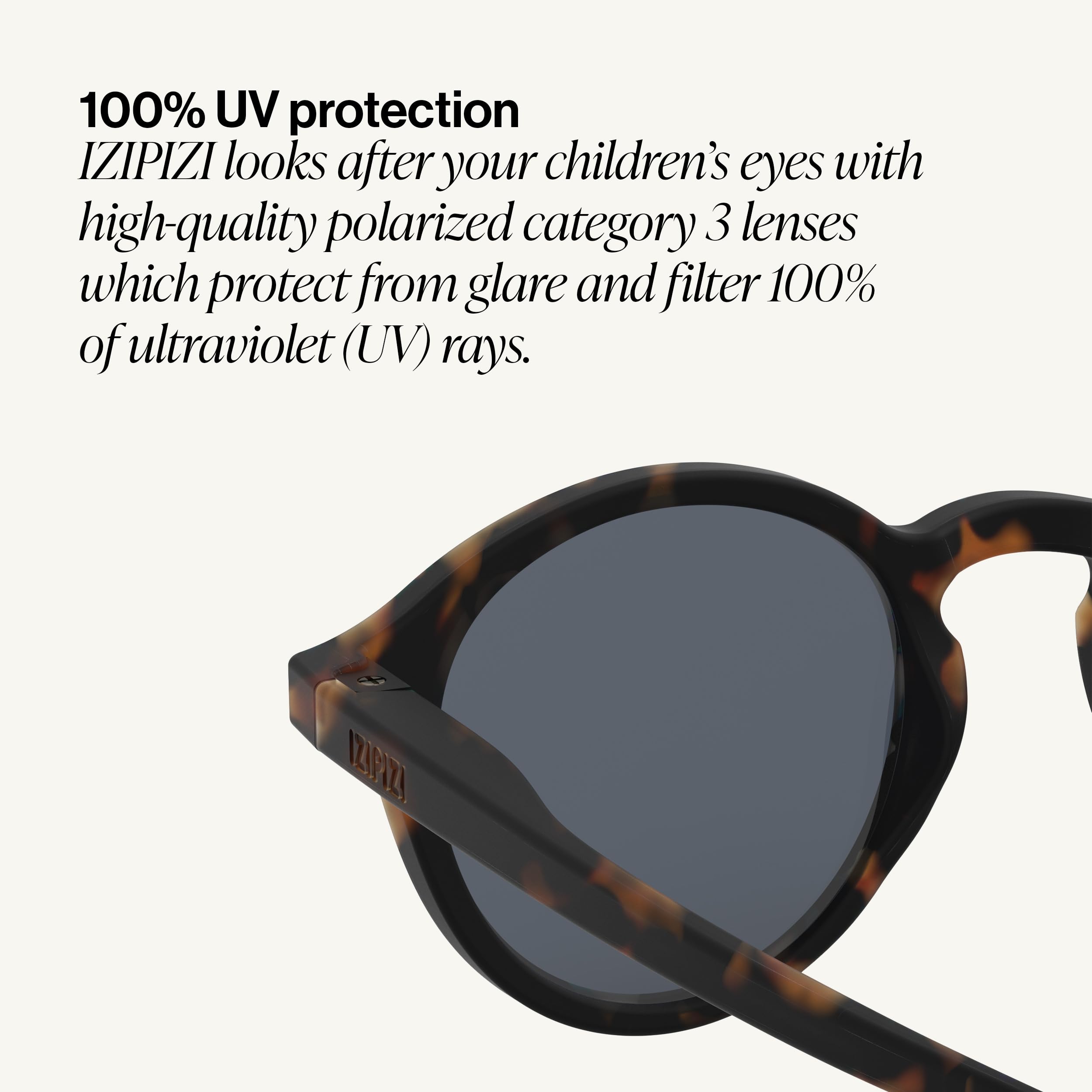 IZIPIZI #D Pantos Lunettes de soleil pour enfants de 3 à 11 ans, 100 % protection UV, verres polarisés gris