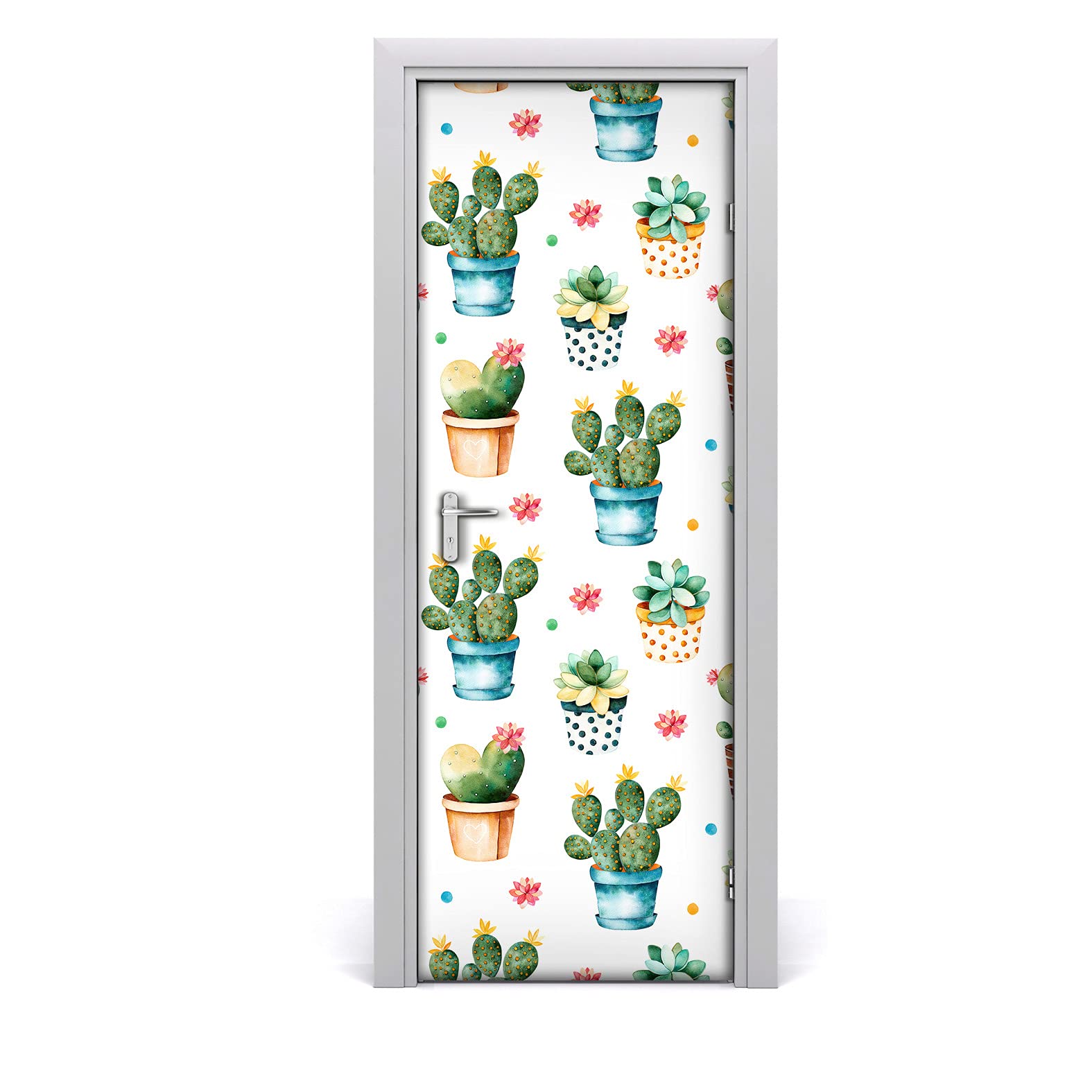 Papier peint sur la porte auto-adhésif et lavable motif cactus étiquette Magic-Stick 70x200
