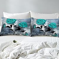 Vista 5 de Erosebridal Funda de edredón de rosa rústica para niños, adolescentes y jóvenes, funda de edredón retro teñida con lazo, juego de ropa de cama