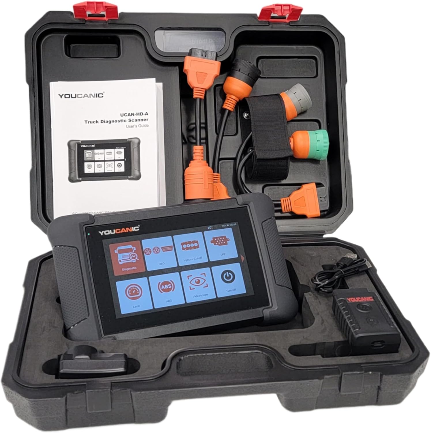 UCAN-HD-A Heavy Duty Truck Scanner – Diesel Diagnostic Tool Commercial Trucks, Full System Diagnostics, DPF Regen, Injector Coding, ABS, Transmission, Engine, Freightliner, Kenworth