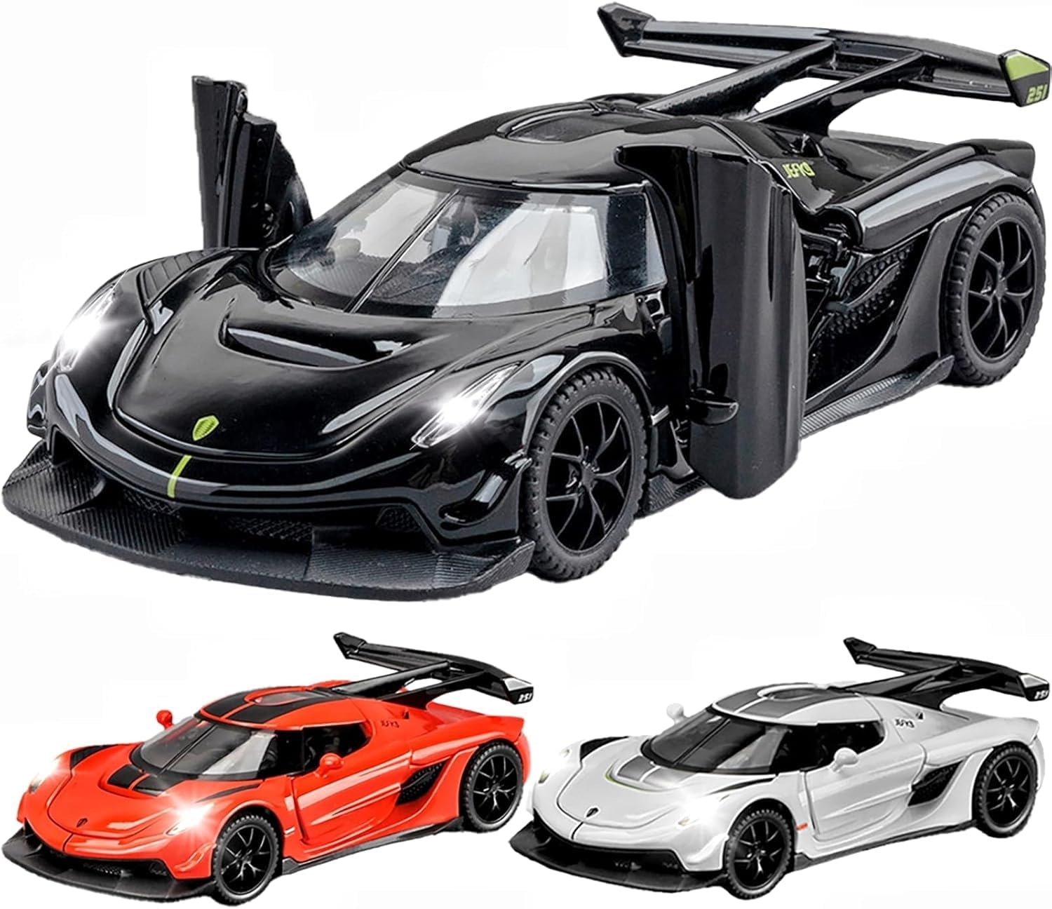 MANAKI ENTERPRISE 1:32 Koenigsegg Jesko Sports Die-Cast Metal Pull Back Car with 6 Openable Doors with Sounds and Lights Toy Decoration Car Best Gift Toys for Kids【Color As Per Stock】-image-41