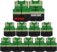 Vista 30 de Chaleco de seguridad reflectante de malla con logotipo personalizado con cremallera Chaleco de alta visibilidad para construcción al aire libre Ropa