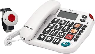 PRO+(G-TELWARE®)(Weltneuheit) Silence SOS Technik/SOSParam.einstellb./2026er Modell Haus Notruf Seniorentelefon mit FunkSOS-Sender - 1 Armbandsender, Satingrau, PRO+