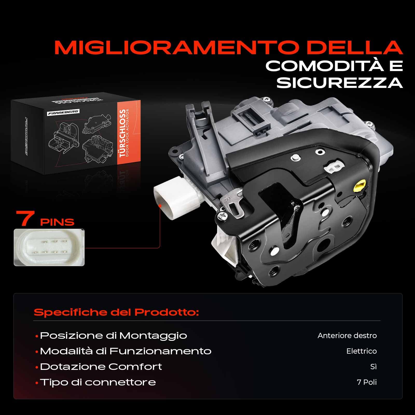 Frankberg Alzacristallo Anteriore Destro Senza Motore Per Audi A6 C6 (4F) E A6 Allroad Avant, Sostituzione 4F0837462B (2004-2011)
