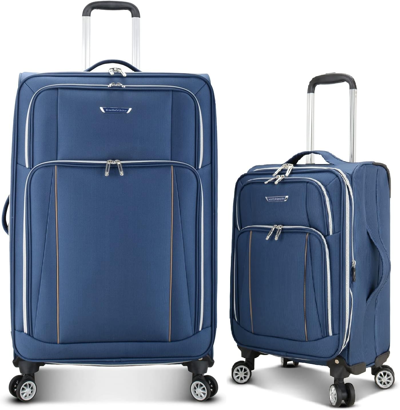 Traveler’s Choice Lares Softside Expandable Luggage with Spinner Wheels, Navy, 2 Piece Luggage Set