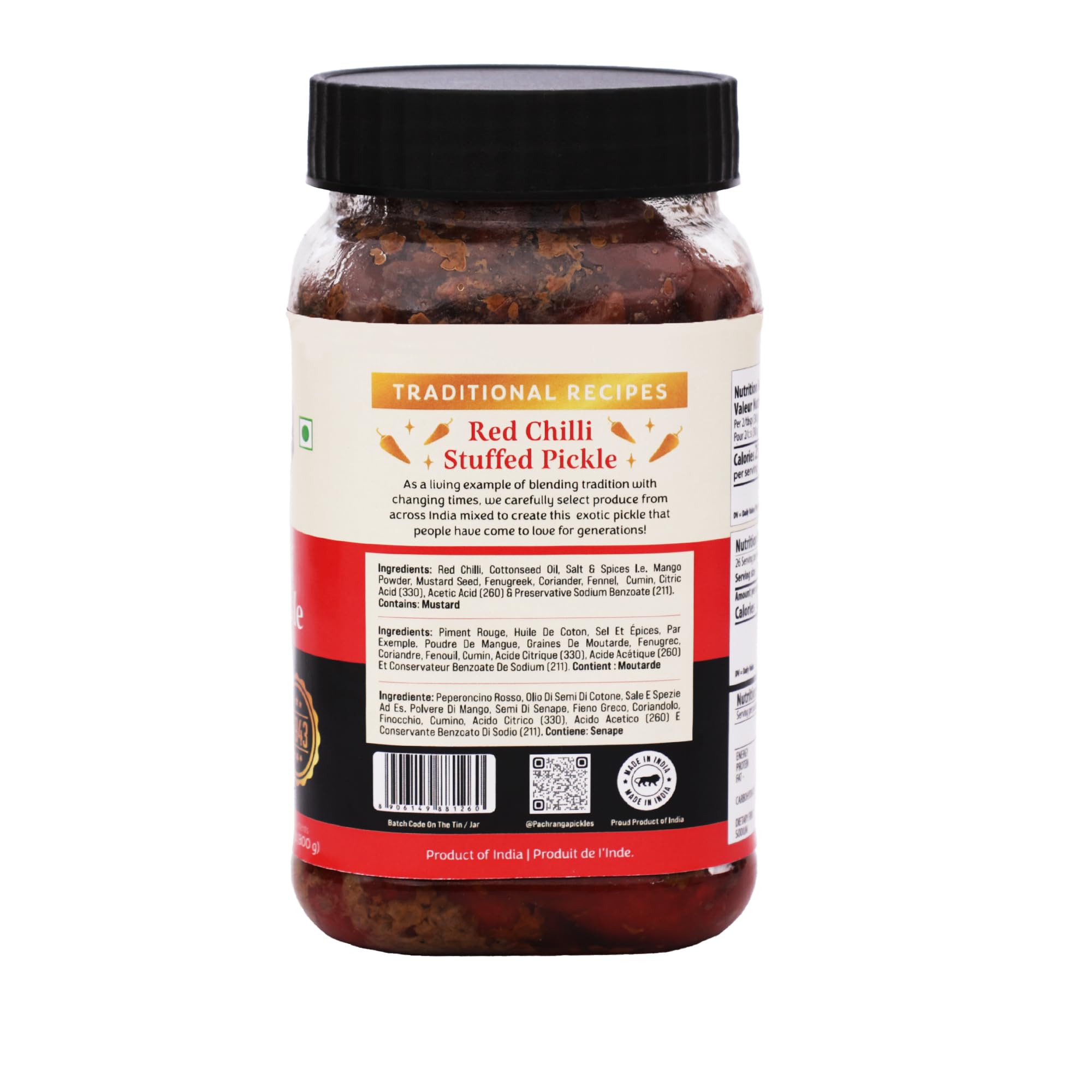 Pachranga's Red Chilli Stuffed Pickle: 800gm | Pachranga International Inc.| Laal Mirch ka Bharwan Achaar | Traditional Recipe | Mildly Spicy | Organically Sourced 3