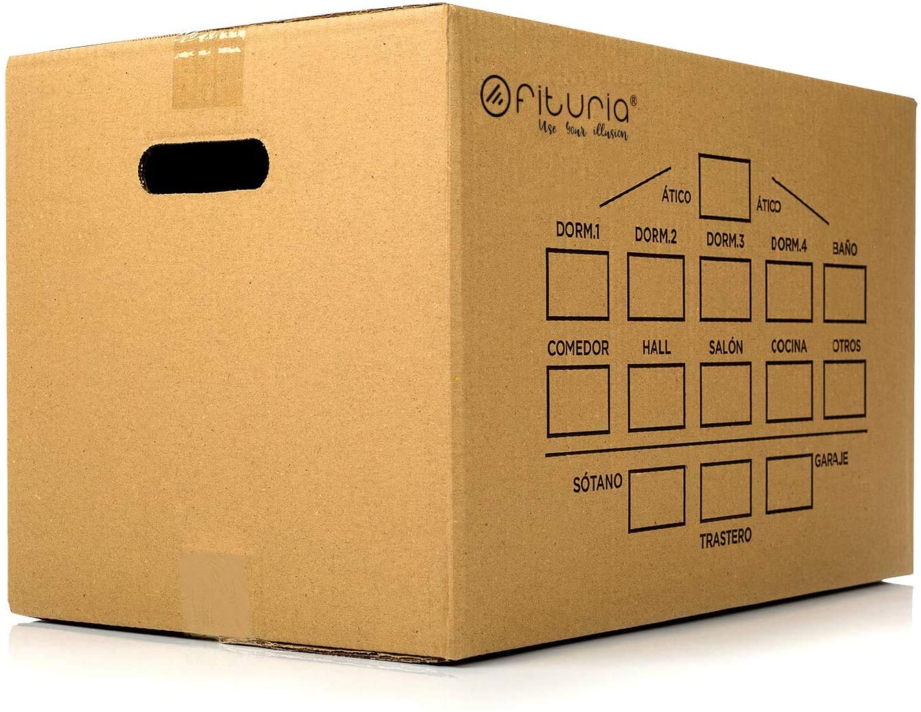 Pack 2 - Cajas Carton Mundanza 550x350x350mm (10 UNIDADES) Cajas de Carton Grandes de Canal Doble Extraresistentes con Asas Integradas, Fabricadas en España