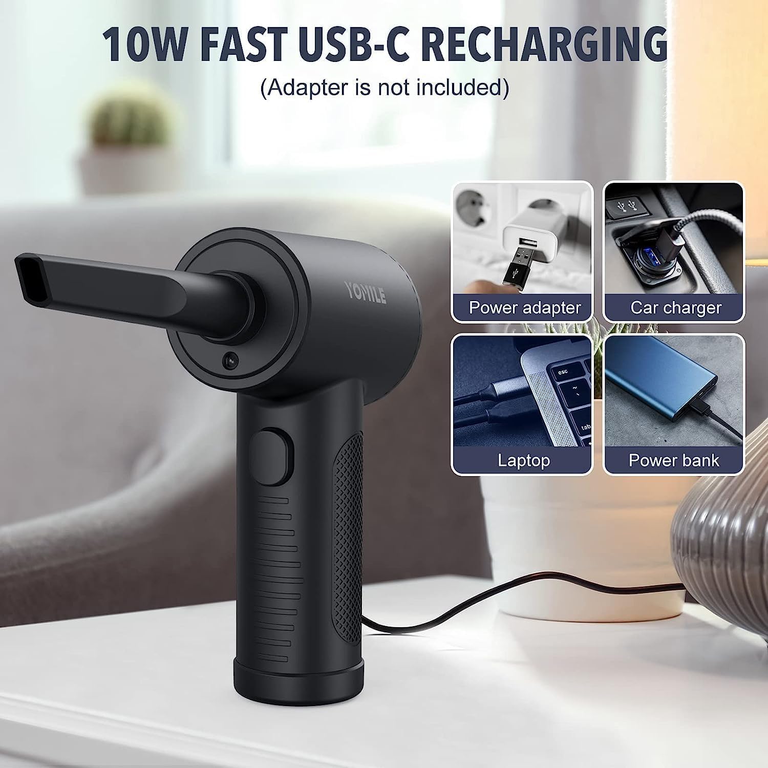Spolverino Elettrico 200.000 Giri/min – Soffiatore Aria Compressa Con Velocità Regolabile E Ricarica USB-C