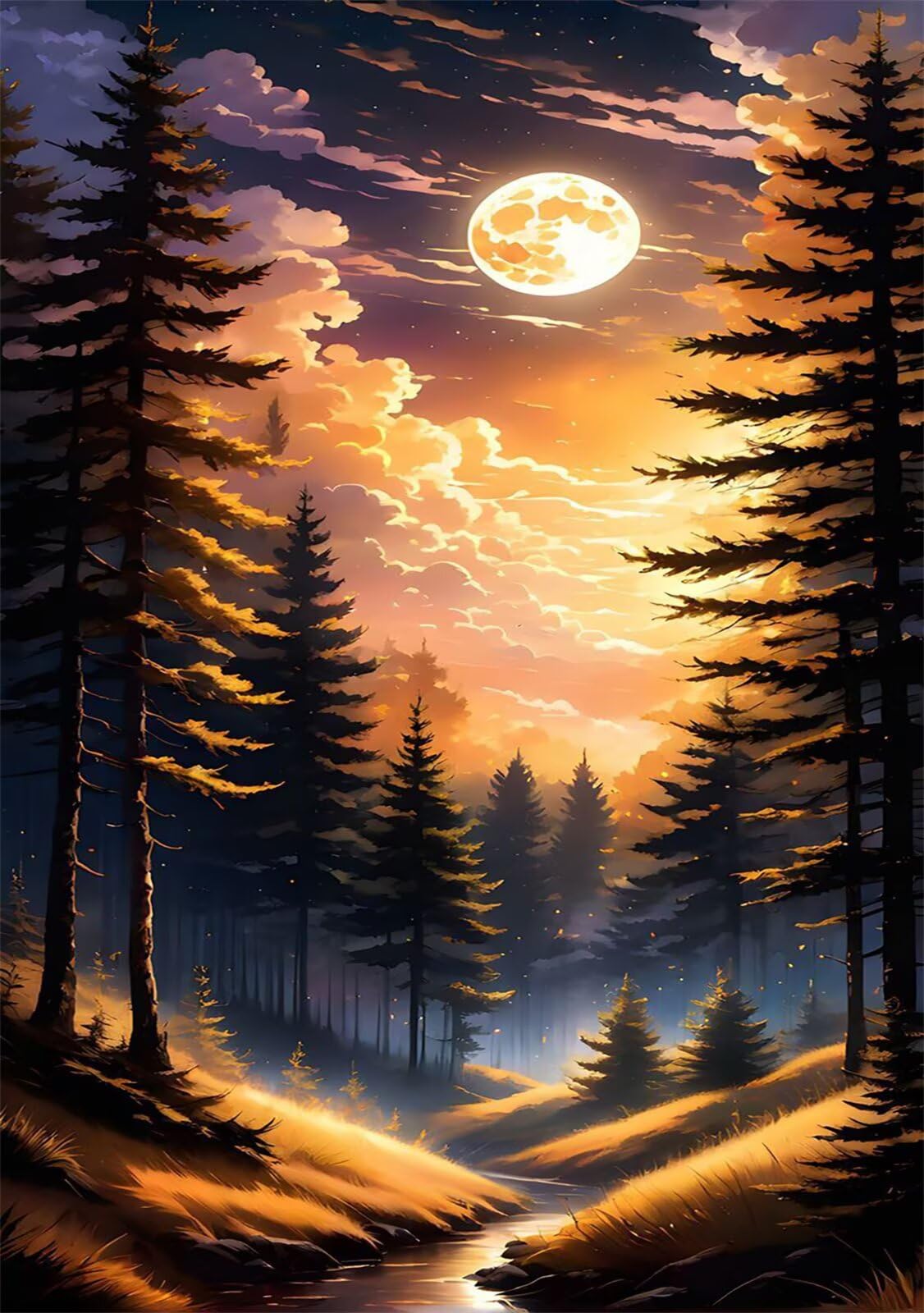 Puzzle de 900 Piezas para Adultos - Bosques Lunares | Rompecabezas para Adultos 87x34cm | Piezas de Encaje Letras en la Parte Posterior | Decoración para el Hogar