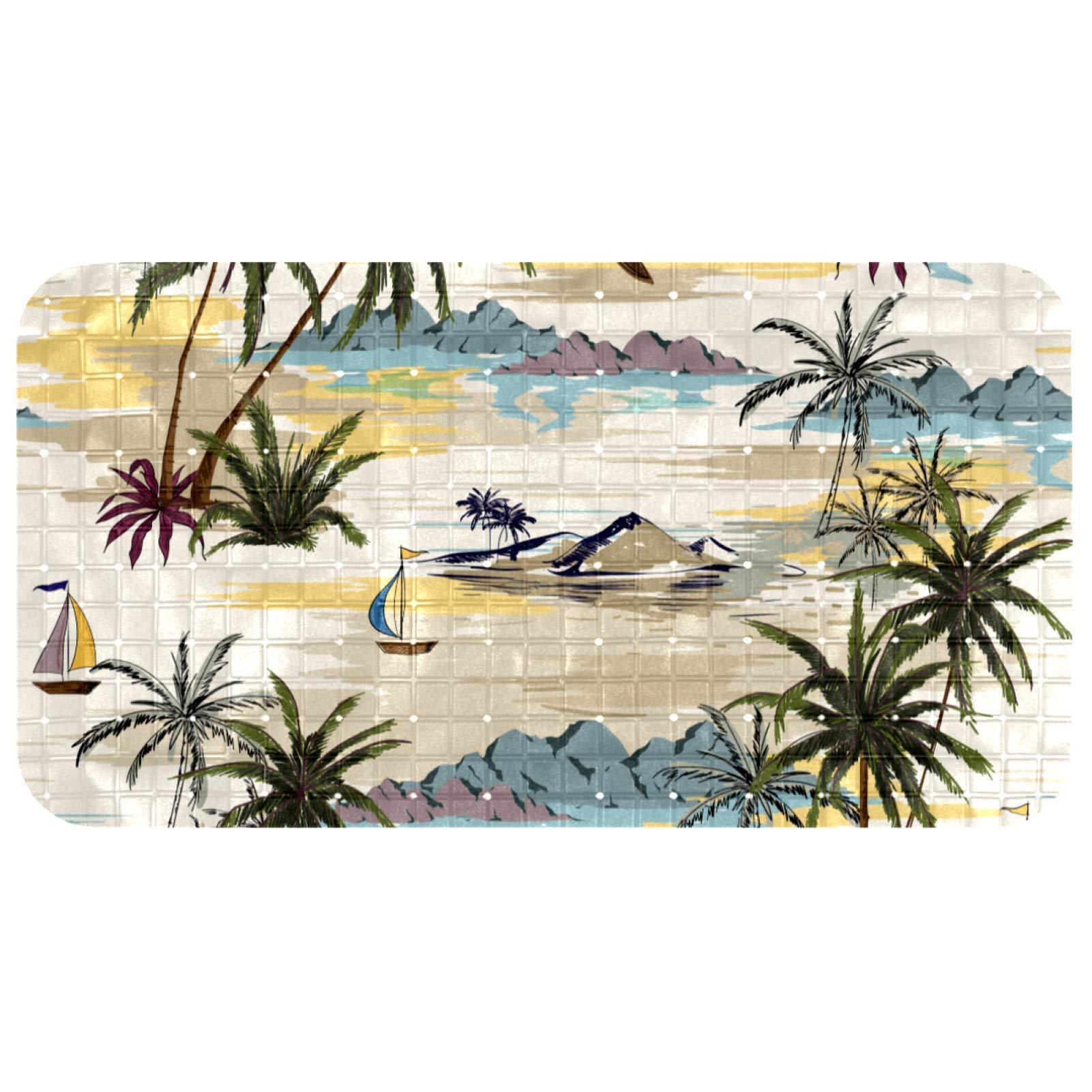 Tapis de bain forêt tropicale lavable en machine pour baignoire lisse 68x37 cm