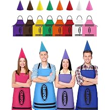 Mepase 24 Pcs Crayon Costume Adult Halloween Apron Cone Hat Dress