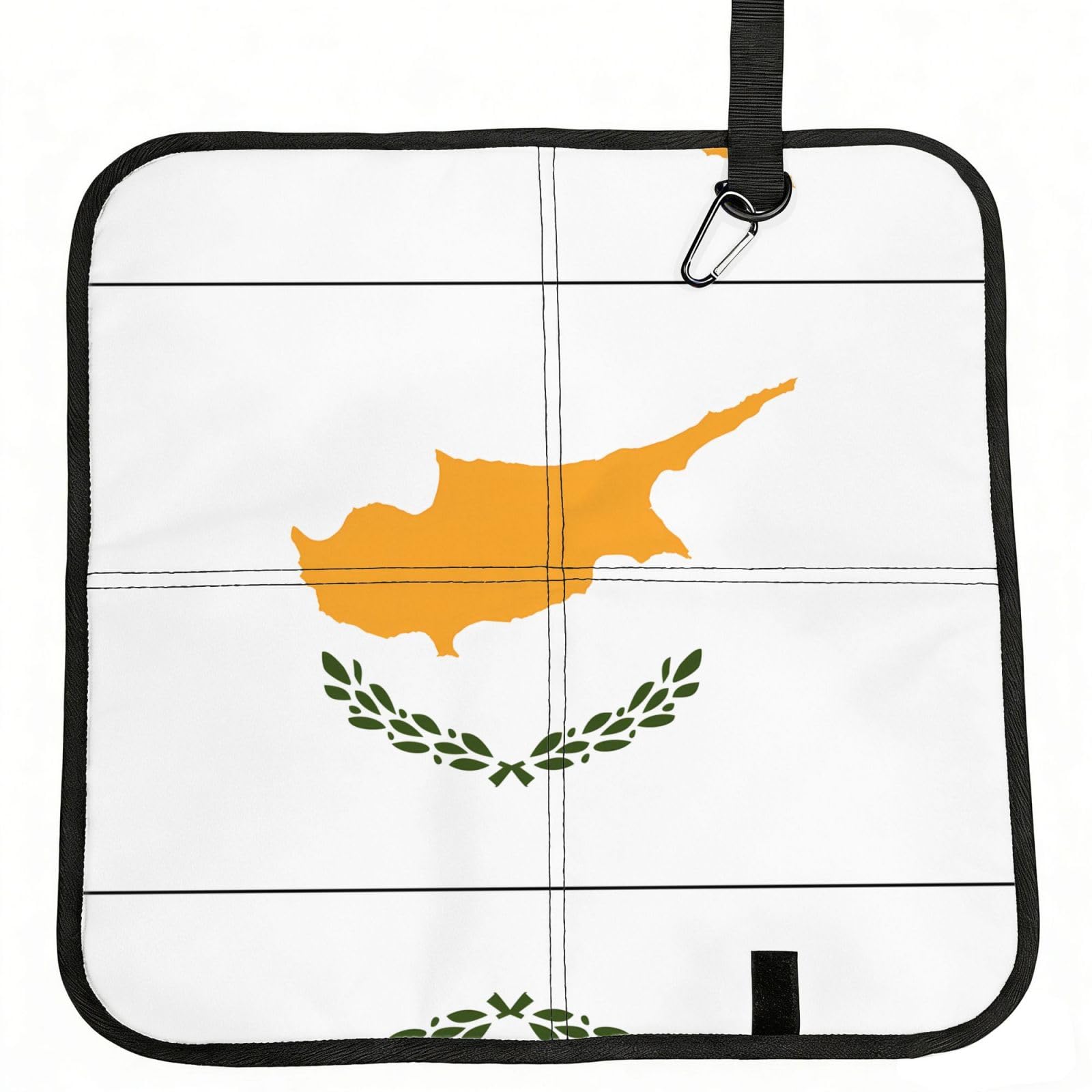 MROWYC Flag of Cyprus Printed Foldable Seat Cushion - Portable with Carabiner, for Stadium, Camping, Hiking
