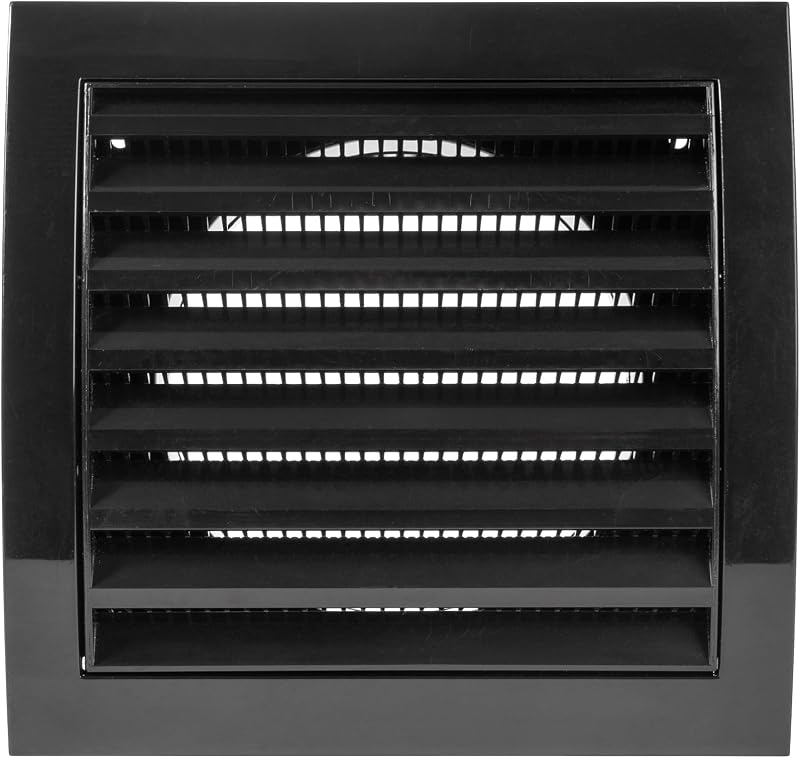 Vent Systems 100 mm Fekete Szellőzőrács - Szárítógép, Fürdőszoba, Kültéri/Beltéri Légkivezető Takaró, Elszívó Rendszer, ABS Anyag, Könnyen S