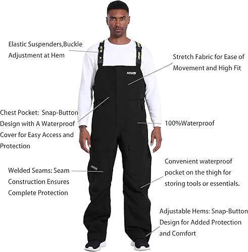 Miniatura 5 de PRO Men's Fishing Rain Suit - 3-Layer Waterproof Breathable Wader Set Jacket&Bib Pant,Foul Weather Gear
