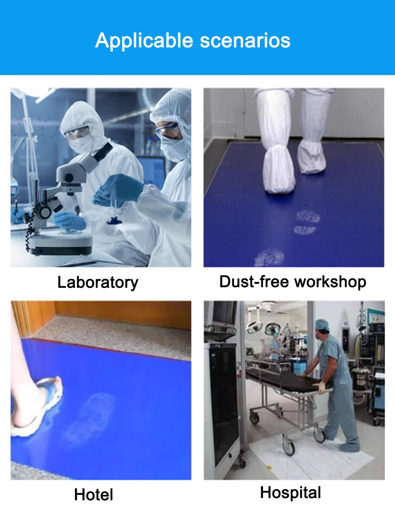Tapetes adhesivos for salas blancas, paquete de 10 (30 unidades por paquete, 300 unidades en total). Ideales for eliminar la suciedad en laboratorios, construcción, hospitales.(45x60cm/1.5x2ft)