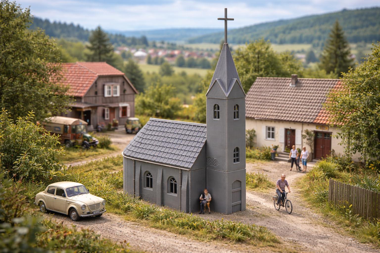 Petite chapelle - Bâtiment ferroviaire miniature imprimé en 3D à l'échelle HO. époque III et au-dessus.