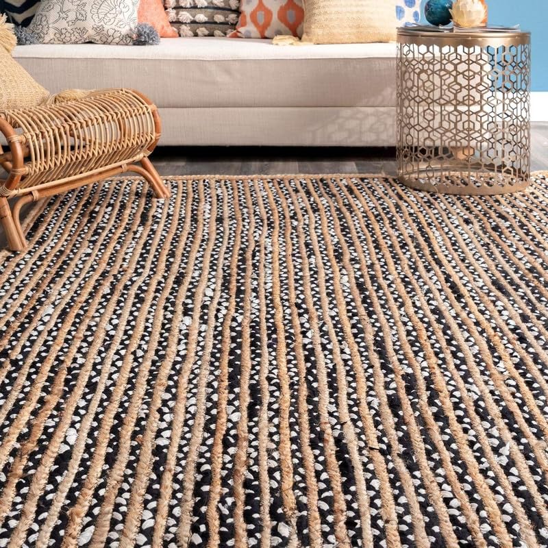 Tapis en jute naturelle, tressé à la main, réversible, style bohème rustique, durable et respectueux des animaux domestiques, pour salon, salle à manger et chambre à coucher, 7,8 x 1,5 m