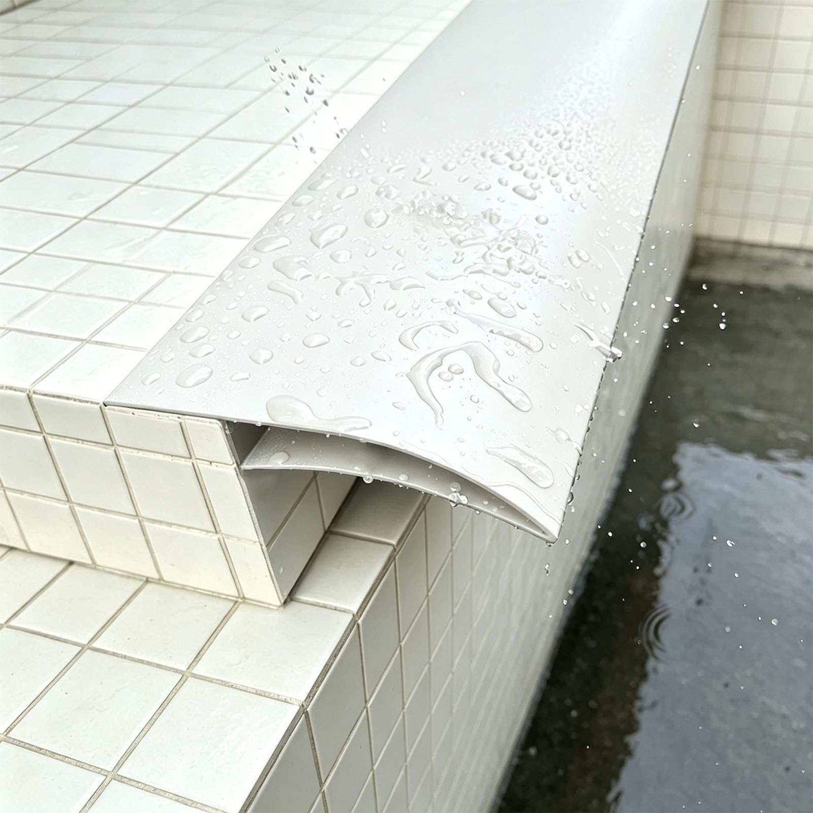 Roof Eaves Drip Edge Rain Strip, White Metal Door Drip Guard, Exterior Wall Drip Line for Patio, Window Sill Weatherproof Rainwater Deflector Gutter(13.3mm (1/2"),4.0m (13ft))