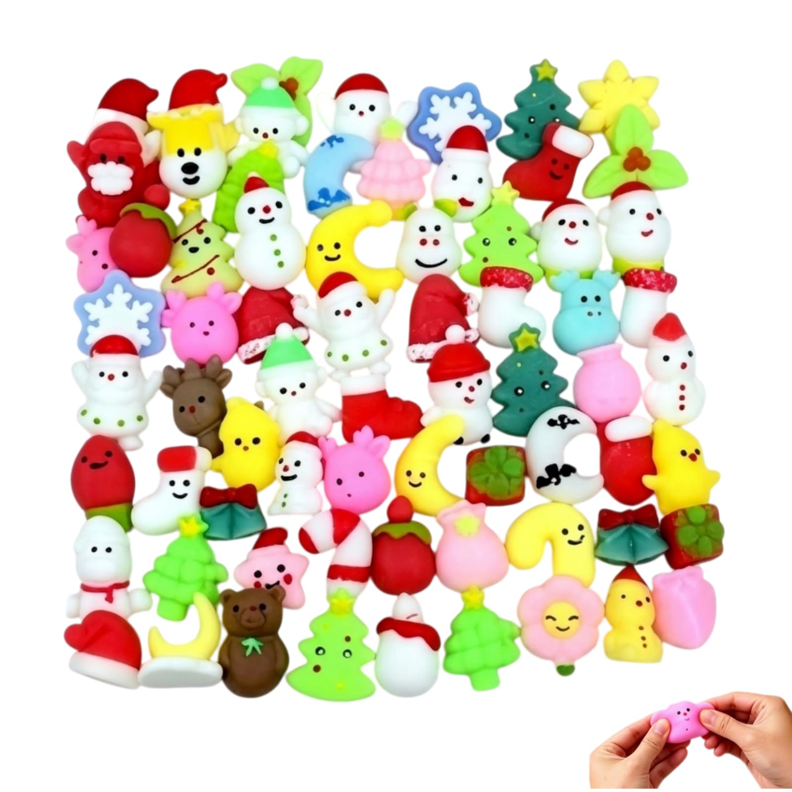 30 Pack Mini Mochi Christmas Figures, Festive Character Collection